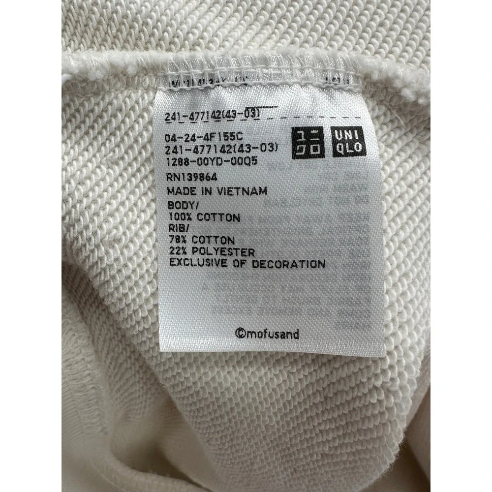 Uniqlo mofusand Teddy Meow Cat Crew Neck Sweatshirt Cream Size Small Anime Cute - Picture 7 of 9